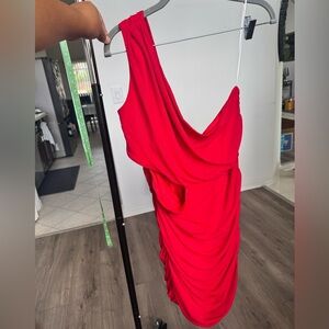 Elegant Red Draped Dress